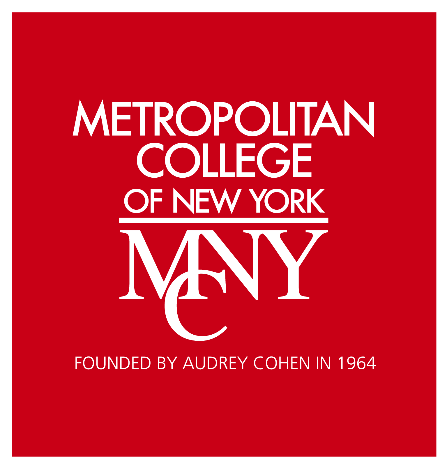 Image is the MCNY Logo with tagline "Founded by Audrey Cohen in 1964"